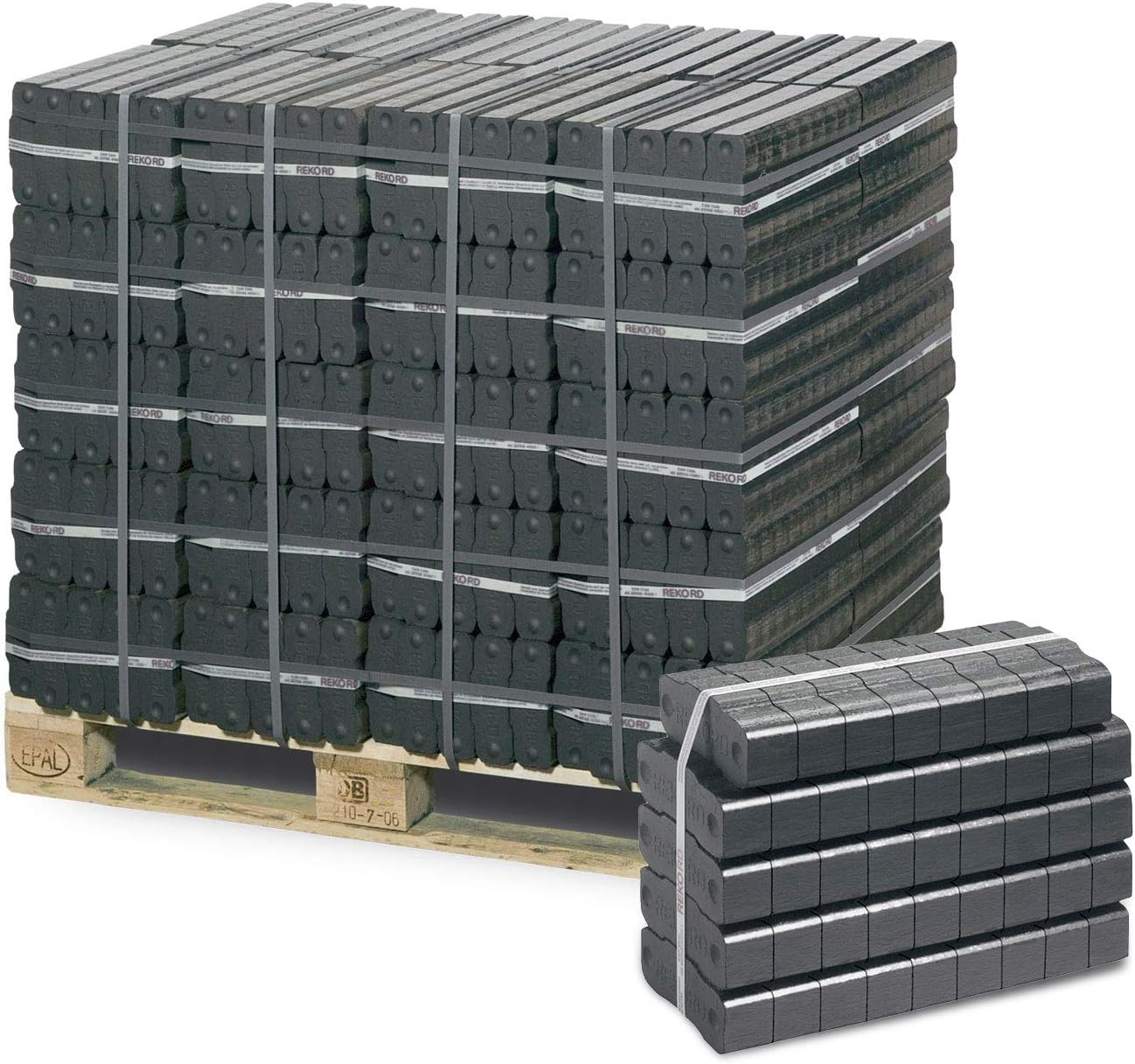 PALIGO Braunkohlebriketts 25kg x 40 Gebinde 1000kg 1 Palette Kaminbriketts Ofenbriketts Braunkohlebriketts Bündel Holzkohle Gluthalter Schallplatte