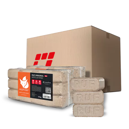 RUF Original Red 2 x 10 kg Hartholz   Heizwert ≥ 4,8 kWh/kg